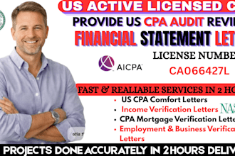 prepare US CPA letter, CPA comfort letter, mortgage letter financial statement