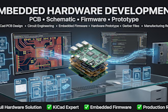 design pcb layout, schematic, circuit, embedded firmware and hardware prototype