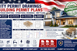 do city permit drawing building permit plan autocad structural drafting mep plan
