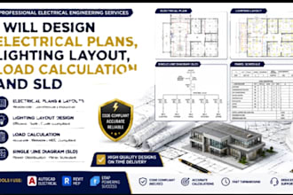 design electrical plans, lighting layout, load calculation and sld