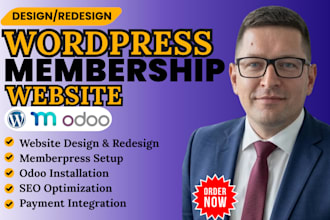 develop build wordpress memberpress membership website odoo membership site