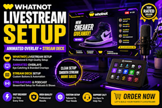 setup whatnot livestream with animated overlay and stream deck