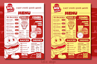 design an aesthetic print ready menu, bar menu or price list