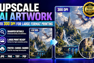 upscale your ai artwork to 300 dpi for large format printing