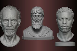 sculpt realistic 3d head bust from photo to printable 3d head 3d face likeness