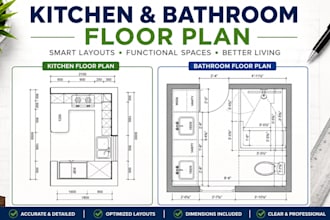 draw kitchen and bathroom floor plans and renovation layouts