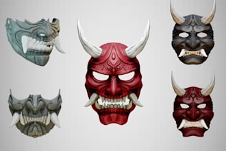 sculpt custom 3d mask, helmet 3d cosplay props for 3d printing