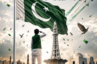 design a professional pakistan independence day poster and social media post