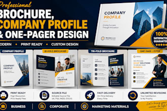 design onepager, company profile, annual report and brochure