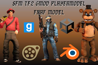 create, port custom sfm model, gmod playermodel, fnaf model, tf2, l4d2 3d model