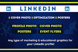 design  professional linkedin poster, cover photo and event flyer