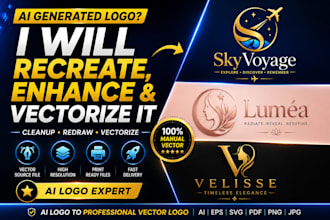 cleanup, recreate, enhance and vectorize your ai generated logo