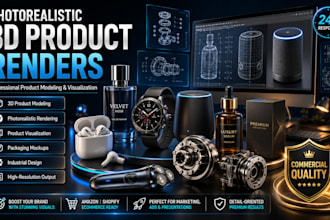 create a premium 3d industrial photorealistic  product renders and visualisation