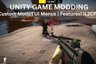 develop custom unity mods, menu UI and gameplay features for mono, il2cpp game