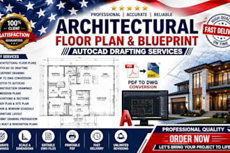 draw architectural floor plan blueprint autocad drafting pdf to dwg conversion