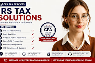 file irs tax returns, back taxes, resolve irs cp2000 notice, 5472 and 1120 CPA