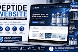 design peptide website, research chemical website, biotech store