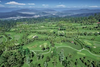 elevate 3d mini golf field, golf hole, tropical park, cgi green turf, 370km
