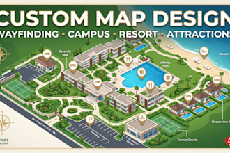 design professional wayfinding maps for campuses, resorts and venues