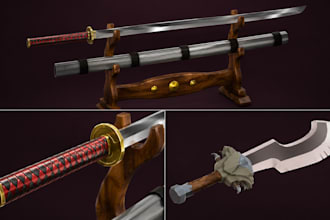 create stylized low poly weapons