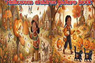cute halloween children picture book illustration