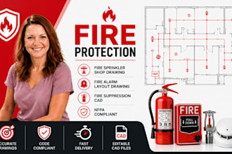 fire sprinkler shop drawing, fire alarm layout drawing, fire suppression cad, nf