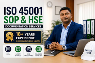 prepare iso 45001, iso 14001 hse documents, sop and procedures