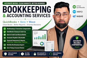 do bookkeeping, quickbooks cleanup, xero and wave bookkeeping