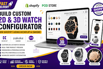 build custom 2d 3d watch configurator on shopify using kickflip zakeke