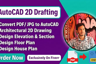 do autocad 2d drafting, floor plan and elevation design