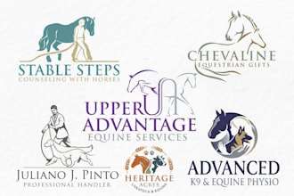 create a modern horse equine equestrian farm animal dog logo