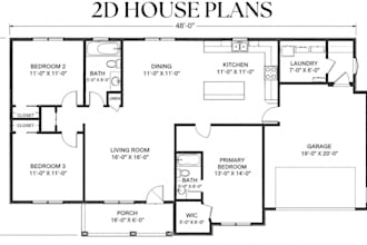 draw 2d house floor plans, site plans, and plot plans for permit drawings