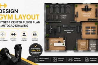 design gym layout, fitness center floor plan autocad drawing