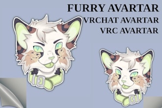 draw 2d 3d headshot fursona headshot vrc avatar furry avartar, furry pfp