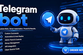 develop telegram bot with automation, API integration and dashboard