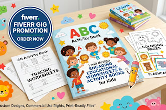 design engaging kids educational worksheets activity books and flashcards