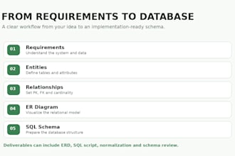 design your sql database, er diagram and relational schema