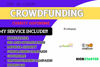 create and promote gofundme, kickstarter, medical charity fundraising campaign