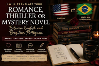 translate your romance, thriller, or mystery novel into brazilian portuguese