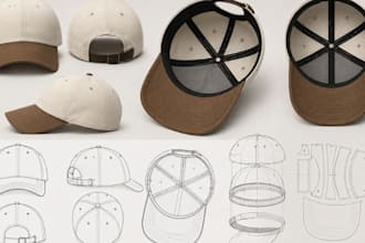design cap and hat tech pack for factory ready clothing manufacturing