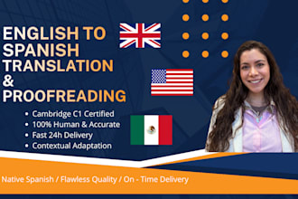 translate and proofread english to spanish accurately