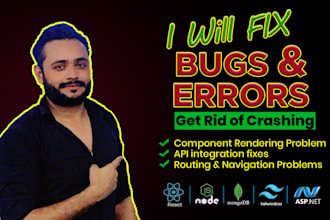 fix frontend or backend bugs errors in reactjs, nodejs, asp dotnet websites