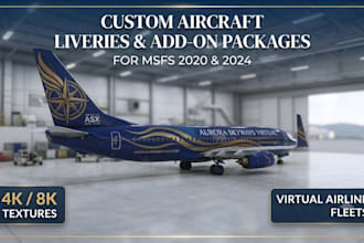 design virtual airline aircraft liveries, add on packages for msfs 2020 2024