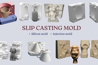 design custom 3d mold, silicone mold, slip casting, injection mold, for printing