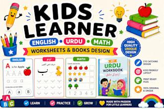 design kids printable worksheets and books  english urdu and math