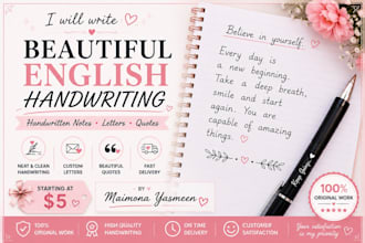 write beautiful handwritten notes, letters, quotes and messages in english
