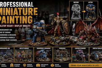 paint your miniatures, models or dioramas warhammer 40k, sigmar dnd logo