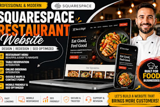 squarespace redesign or design restaurant website, food menu and online ordering