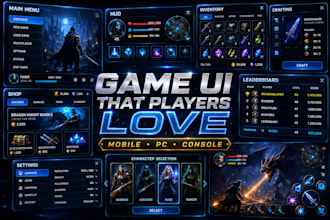 design professional aaa game uiux icon, assets for PC and console