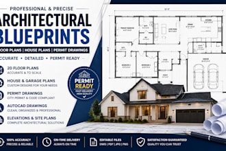 draw architectural blueprints drawings, house plans, garage autocad floor plans